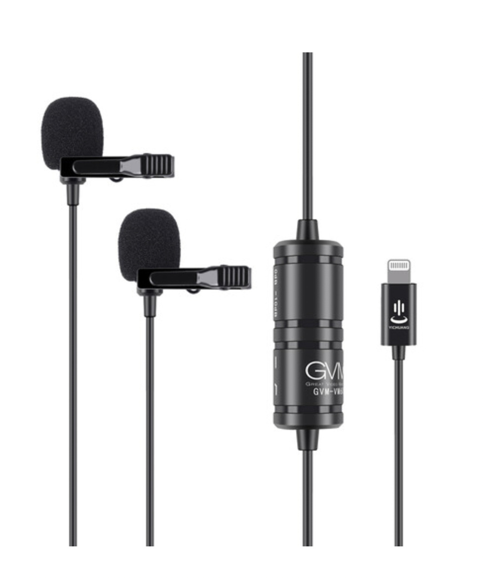 GVM Dual Omnidirectional Lavalier Microphone for iOS Devices (29cm Cable)
