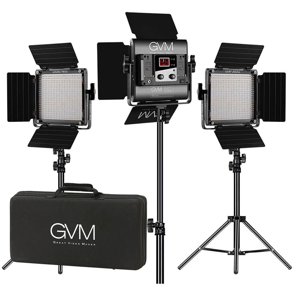 GVM 560AS Bi-Color LED Studio Video 3-Panel Kit with Softbox