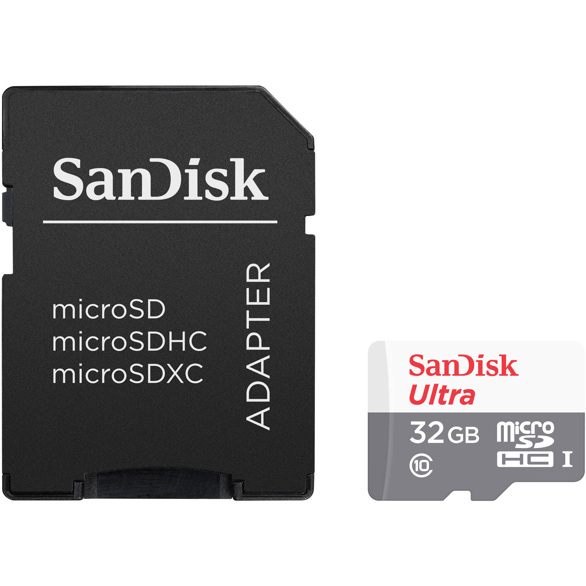 SanDisk 32GB Ultra UHS-I microSDHC Memory Card with SD Adapter (2x) and 4-in-1 USB 2.0 Card Reader