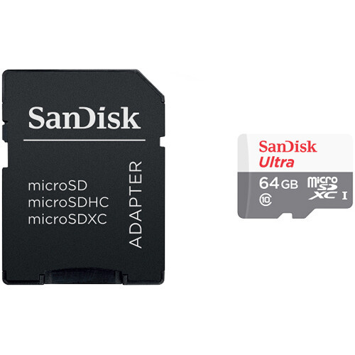 SanDisk 64GB Ultra UHS-I microSDXC Memory Card with SD Adapter (100 MB/s)