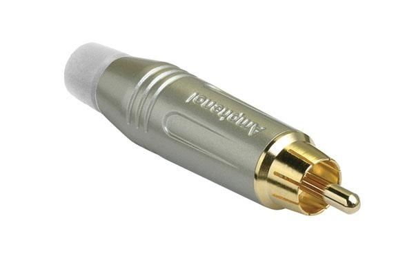 Amphenol AC Series RCA Male Cable Connector with Diecast Shell (Satin/White)