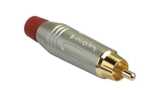 Amphenol AC Series RCA Male Cable Connector with Diecast Shell (Satin/Red)