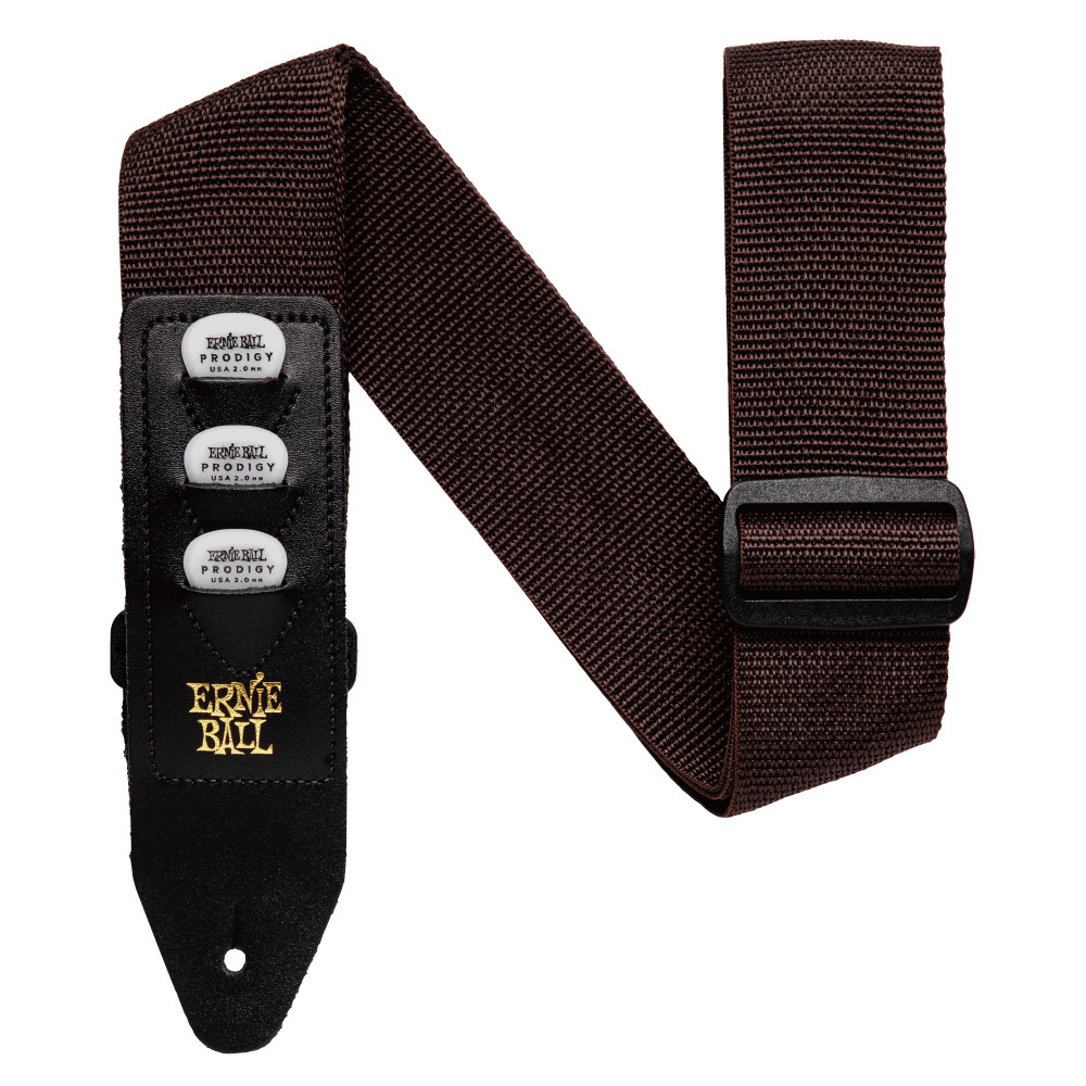 Ernie Ball Pick Holder Guitar Strap - Brown