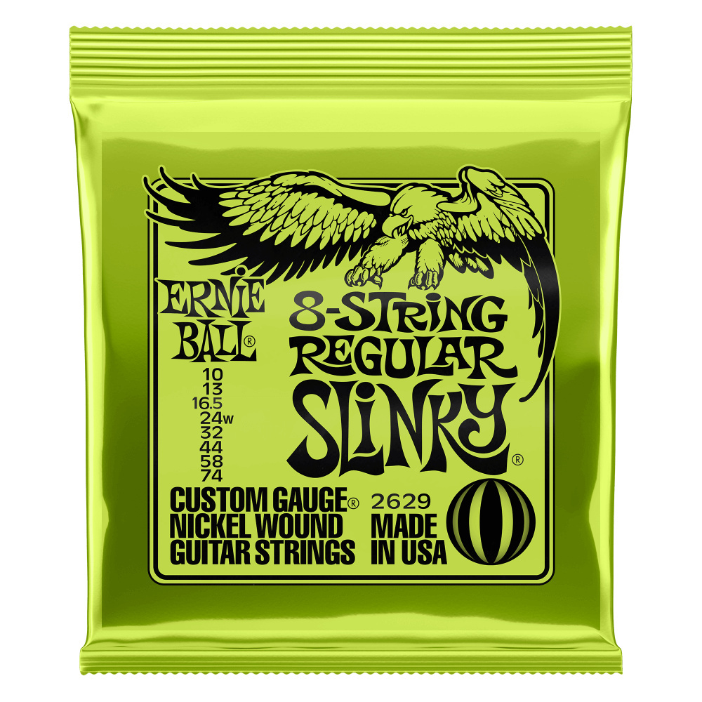 Ernie Ball Regular Slinky 8-String Nickel Wound Electric Guitar Strings (10-74)