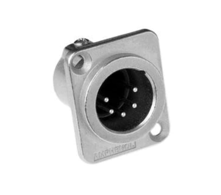 Amphenol AC Z Series 5 Pin XLR Chassis Connector (Silver Plating, Male, Silver)