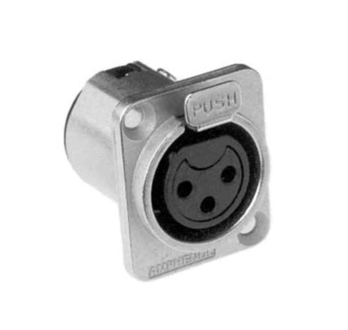 Amphenol AC Series 3 Pin XLR Chassis Connector (Tin Plating, Female, Silver)