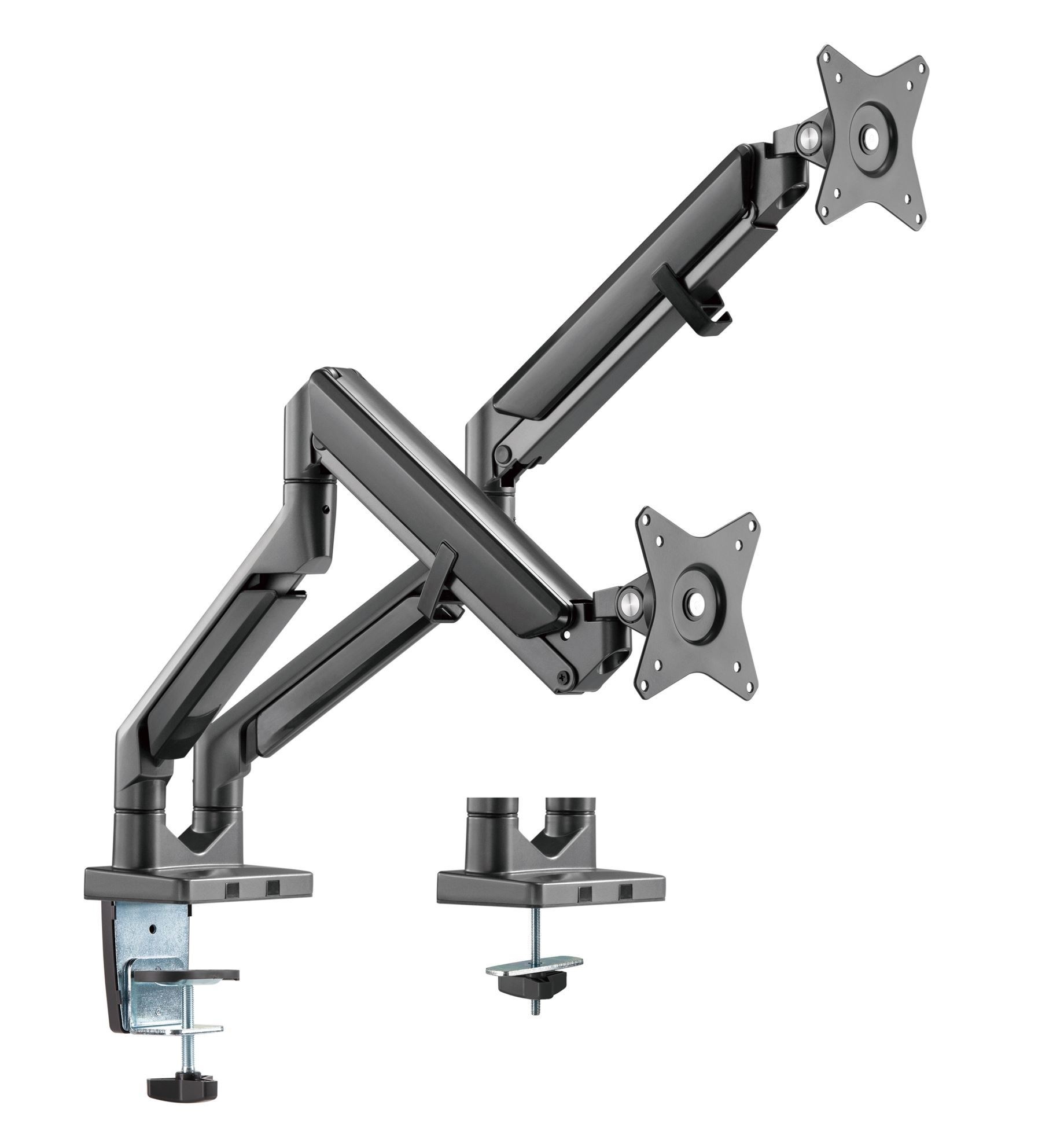 Brateck Dual Monitor Arm - Polished Aluminium & Gas-Spring for 17"-32" Screens