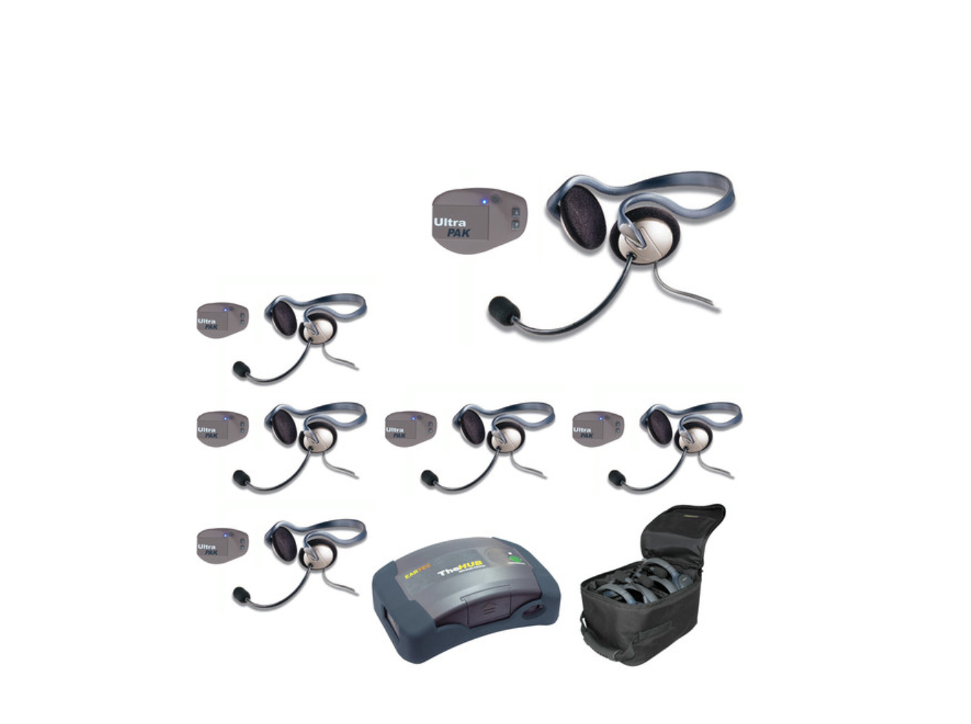 Eartec UPMON6 UltraPAK 6-Person HUB Intercom System with Monarch Headset