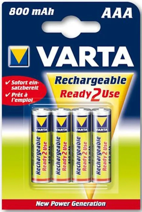 Varta Rechargeable Ni-MH 800mAh AAA Batteries (4pk)