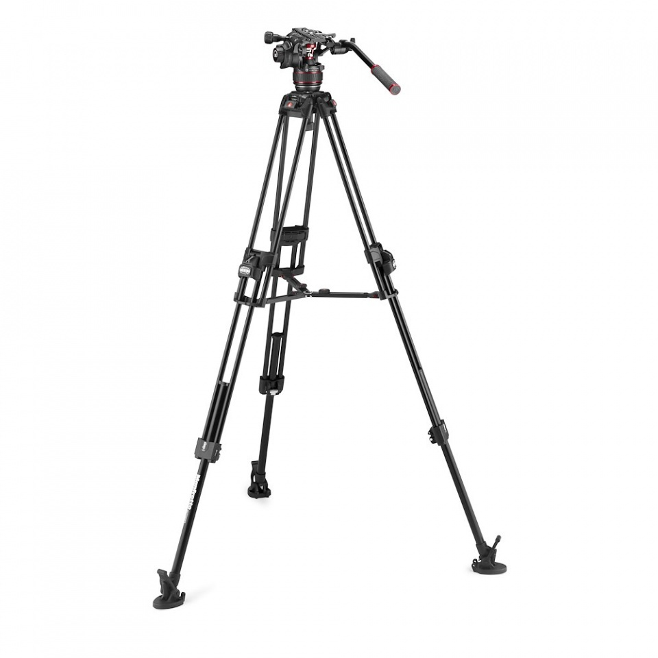 Manfrotto 608 Nitrotech Fluid Head with 645 FAST Twin Aluminum Video Tripod System And Bag