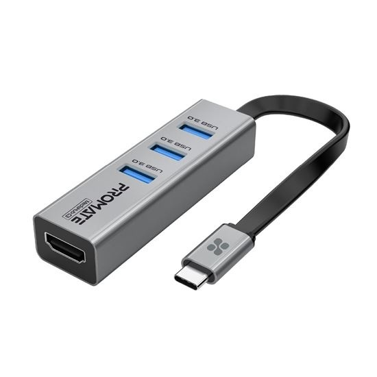 Promate MediaHub C3 4-in-1 USB Multi-Port Hub (Grey)