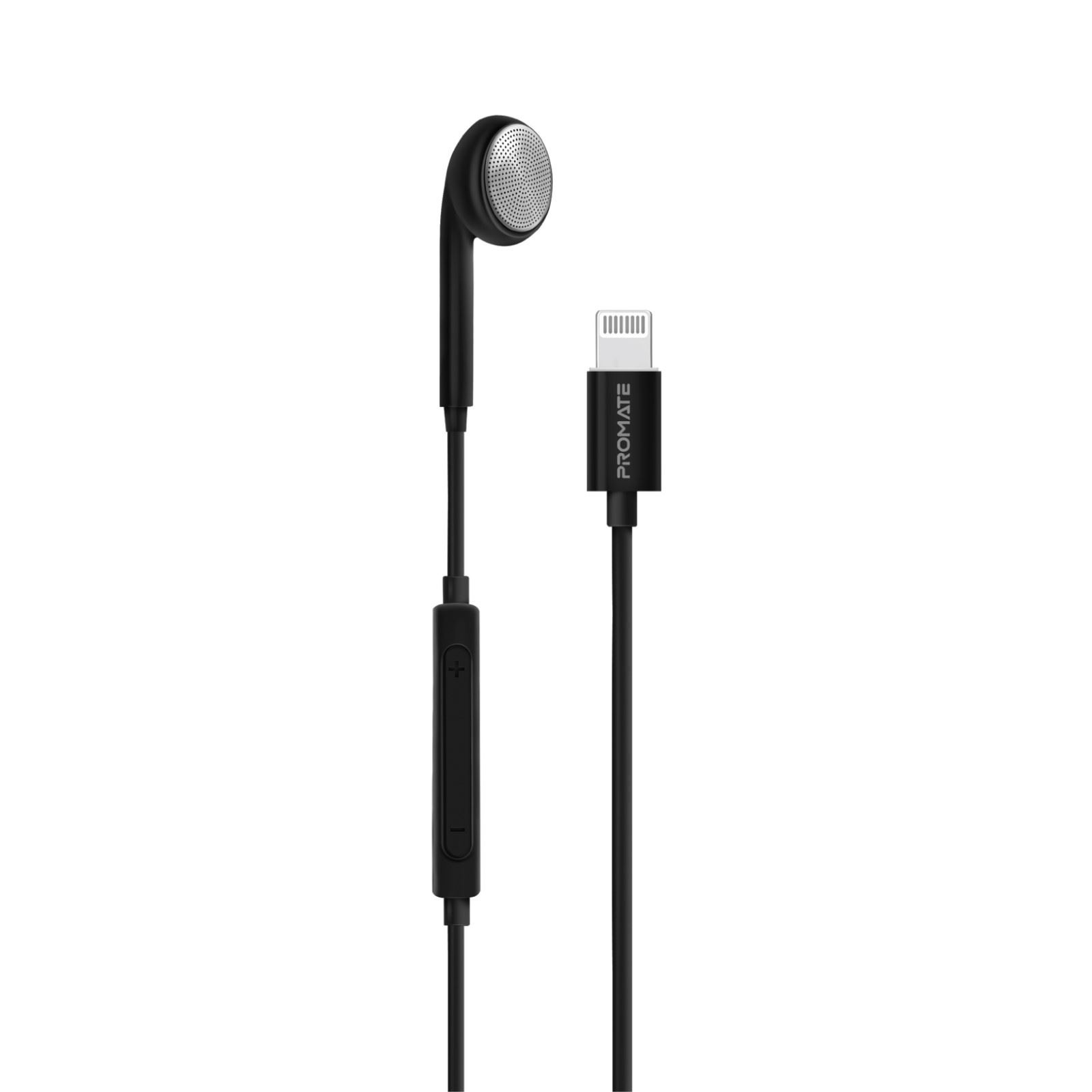 Promate Beat-LT Apple MFI Certified HiFi Earbuds (Lightning, Black)