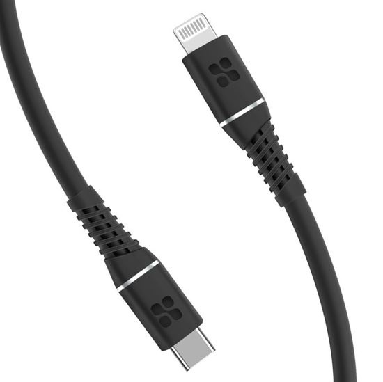 Promate PowerLine MFI Certified USB-C to Lightning Data & Charge Cable (Black, 1.2m)
