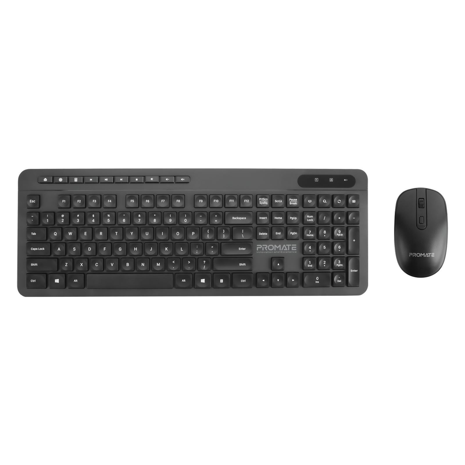 Promate Pro Combo 11 Wireless Multimedia Keyboard and Mouse Combo (Black)