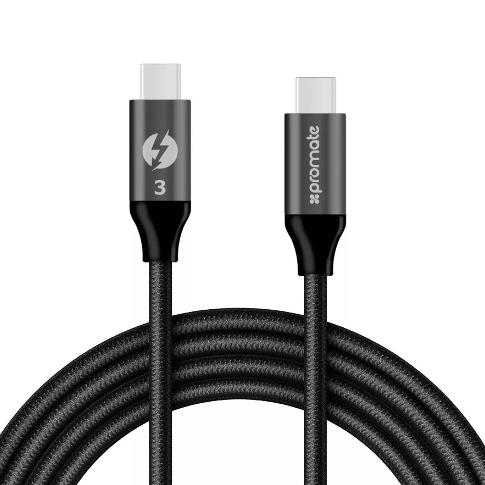 Promate ThunderLink C20+ USB-C To USB-C Thunderbolt 3 Cable (Black, 1.5m)