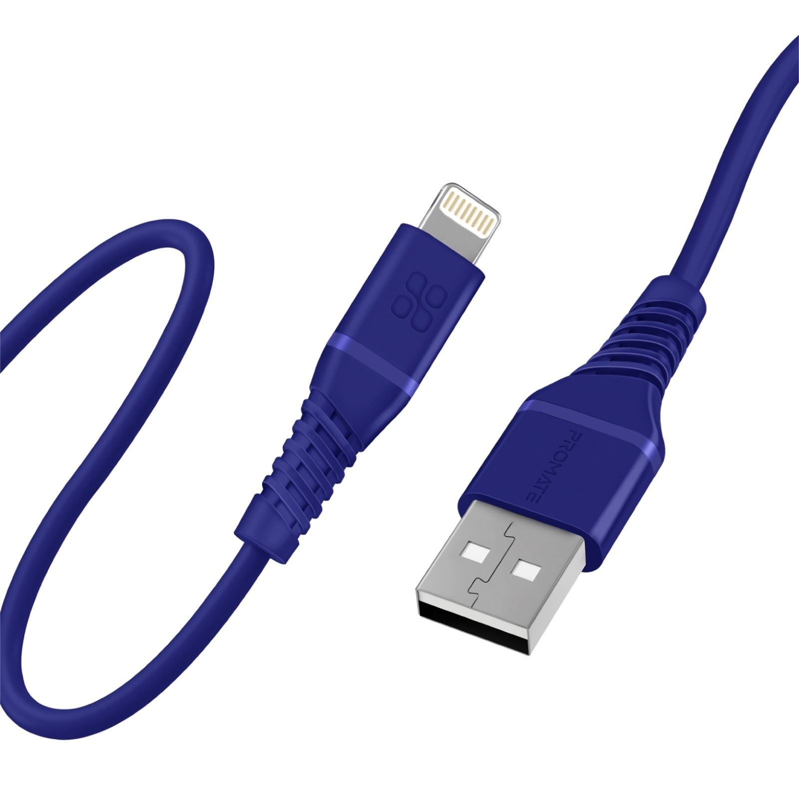 Promate PowerLine-Ai120 MFI Certified USB-A to Lightning Data/Charge Cable (Blue, 1.2m)