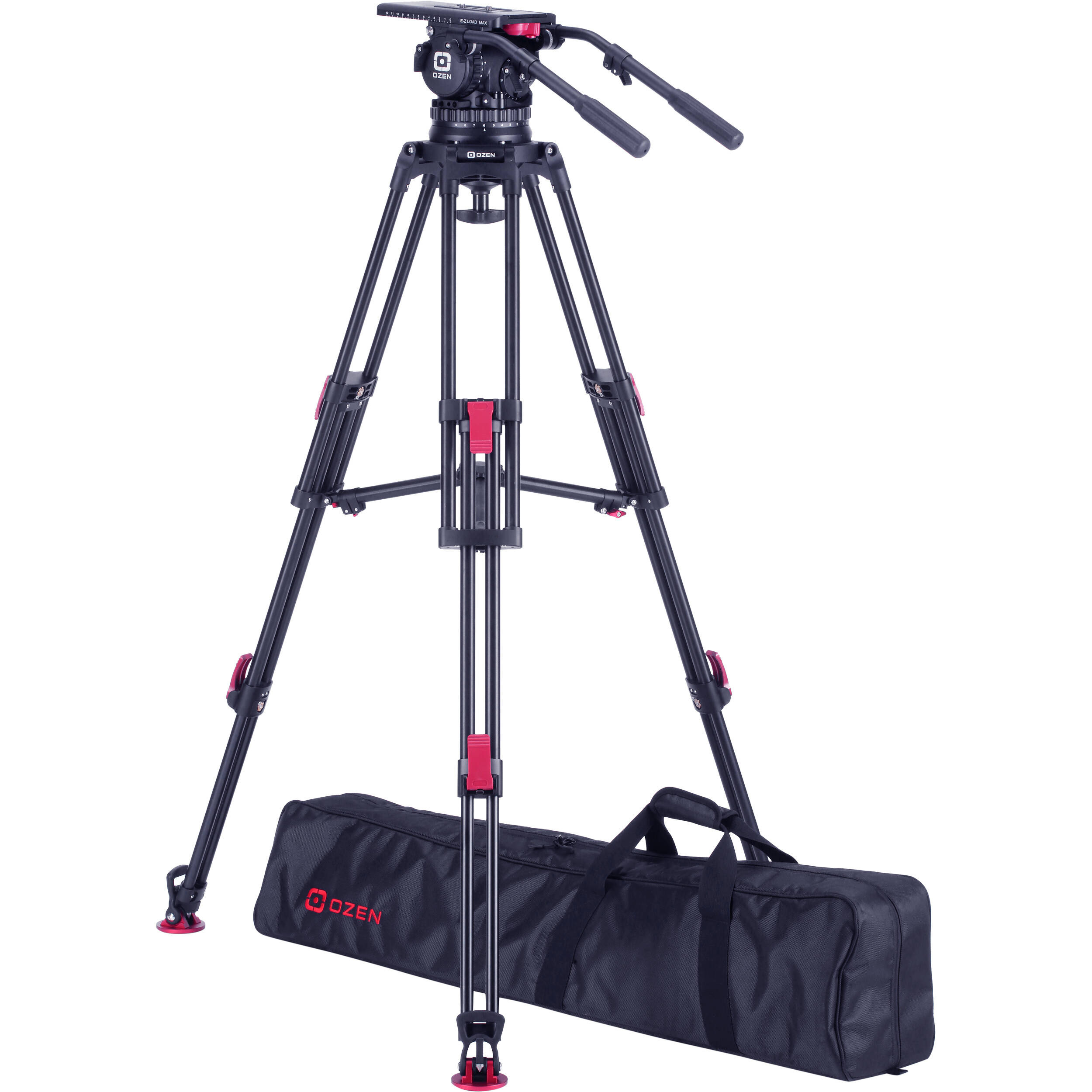 OZEN 25AL2M AGILE 25 E-Z LOAD Single Stage Aluminium Tripod System