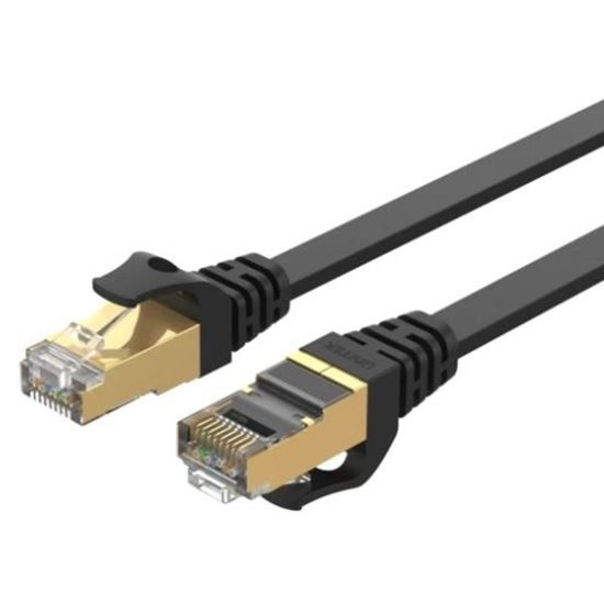 UNITEK 1m CAT 7 Black Flat SSTP 32AWG Patch Lead in PVC Jacket.