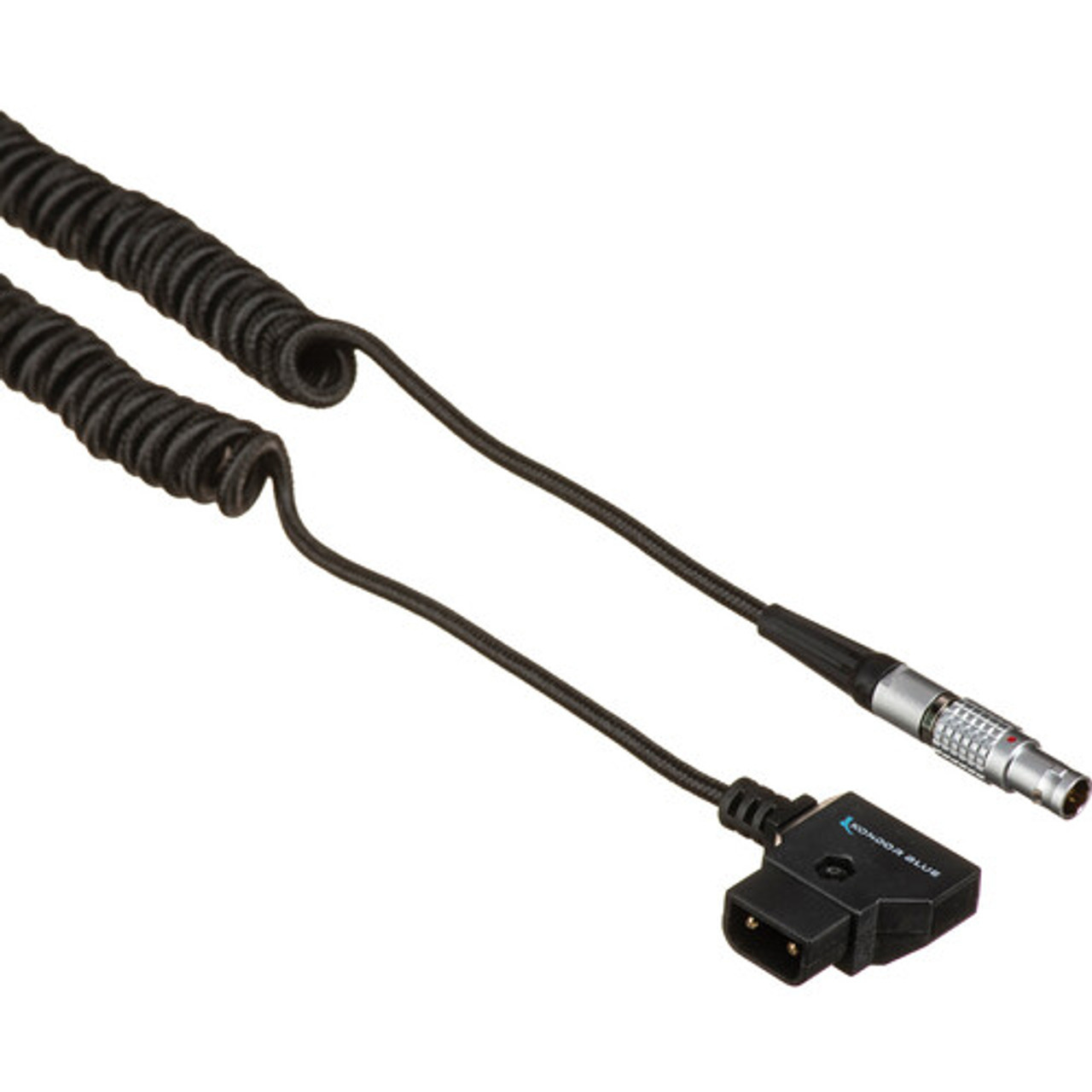 Kondor Blue Coiled D-TAP to LEMO 2 Pin 0B Male Power Cable for Z Cam, SmallHD, Teradek (Black)