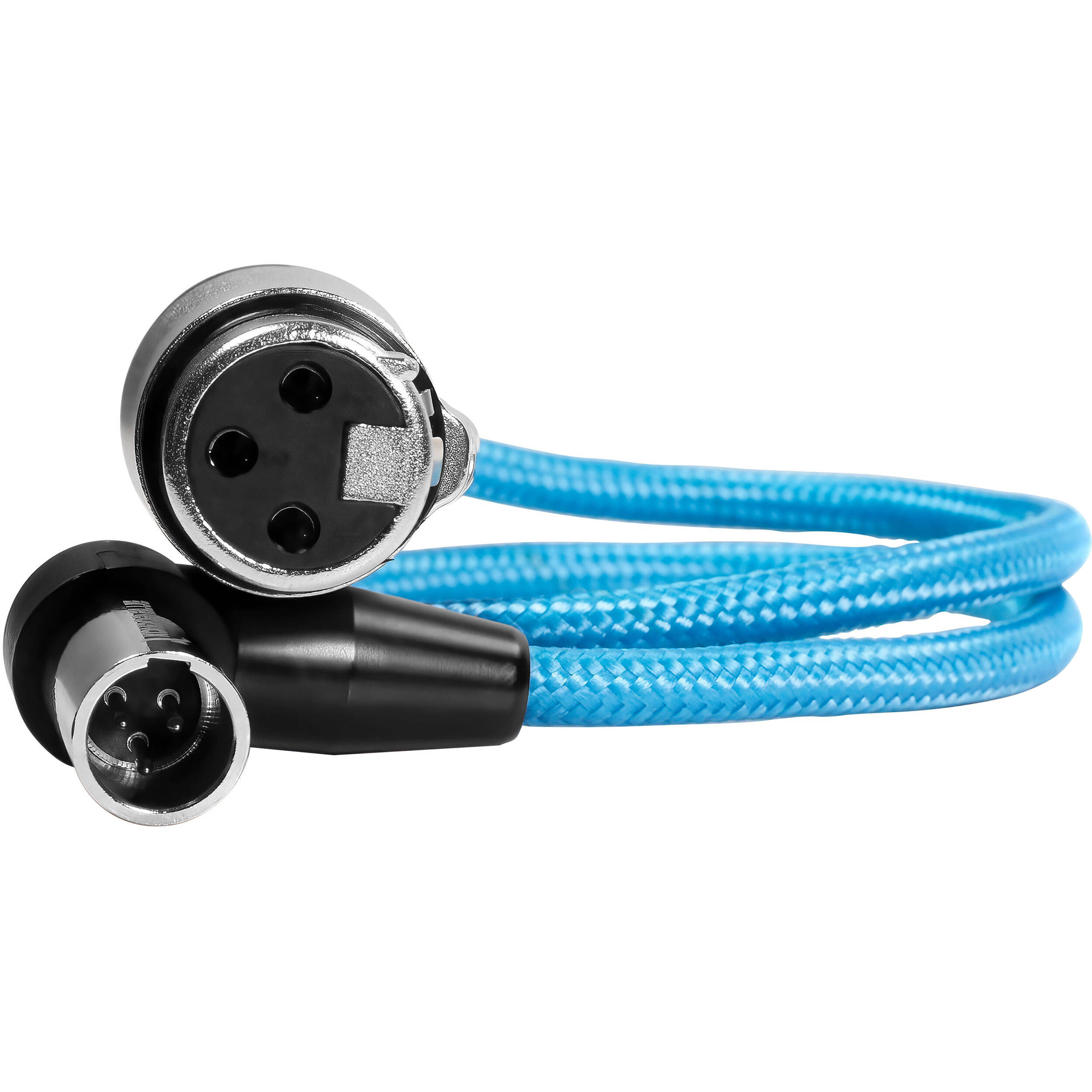 Kondor Blue Right-Angle Mini-XLR Male to XLR Female Cable for BMPCC 6K Pro & Canon C70 (43cm)