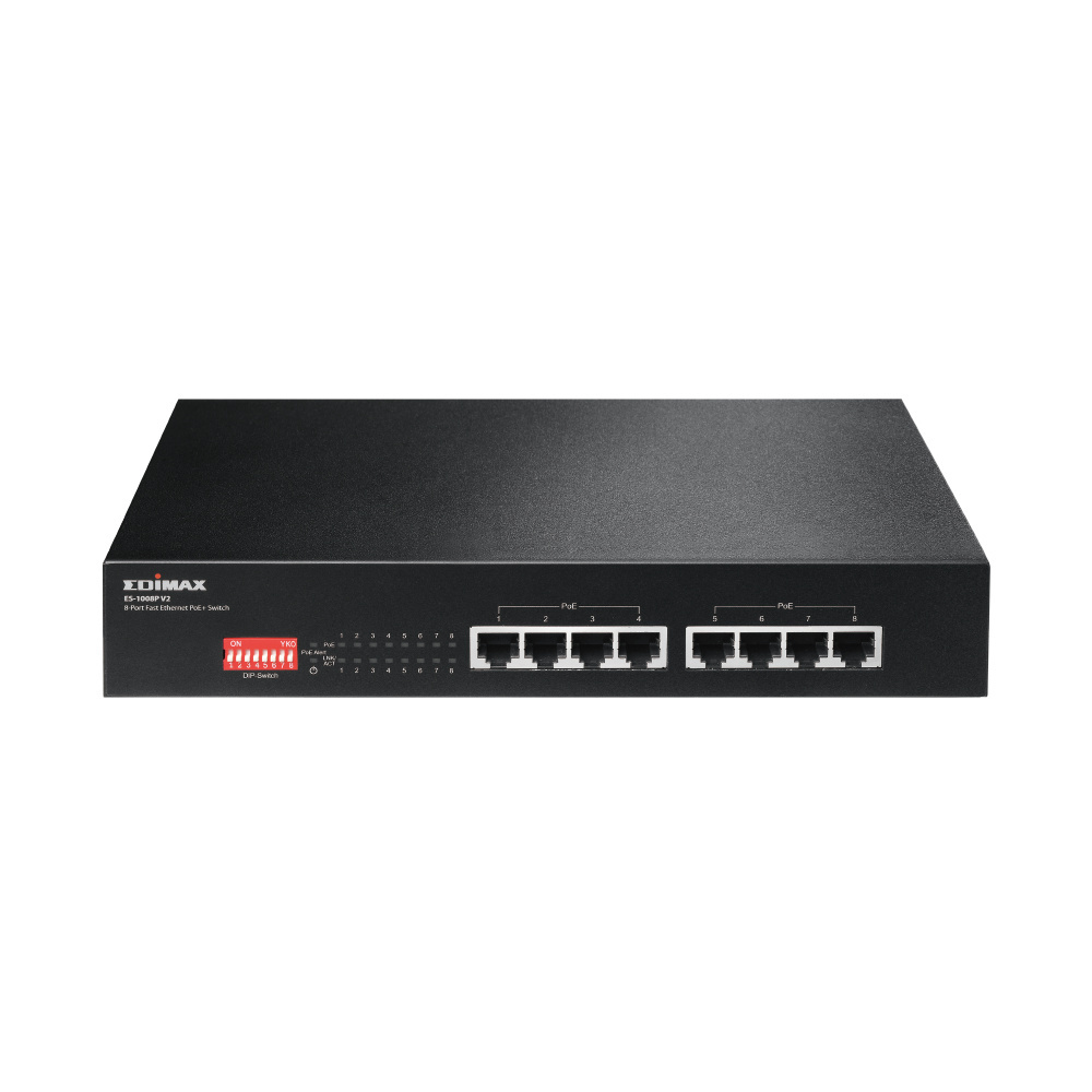 Edimax 8 Port 10/100 Fast Ethernet PoE+ Switch with DIP Switch