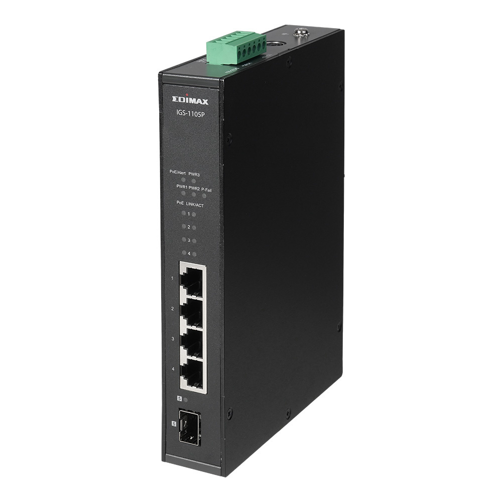 Edimax Industrial 5-Port Gigabit PoE+ DIN Rail Switch