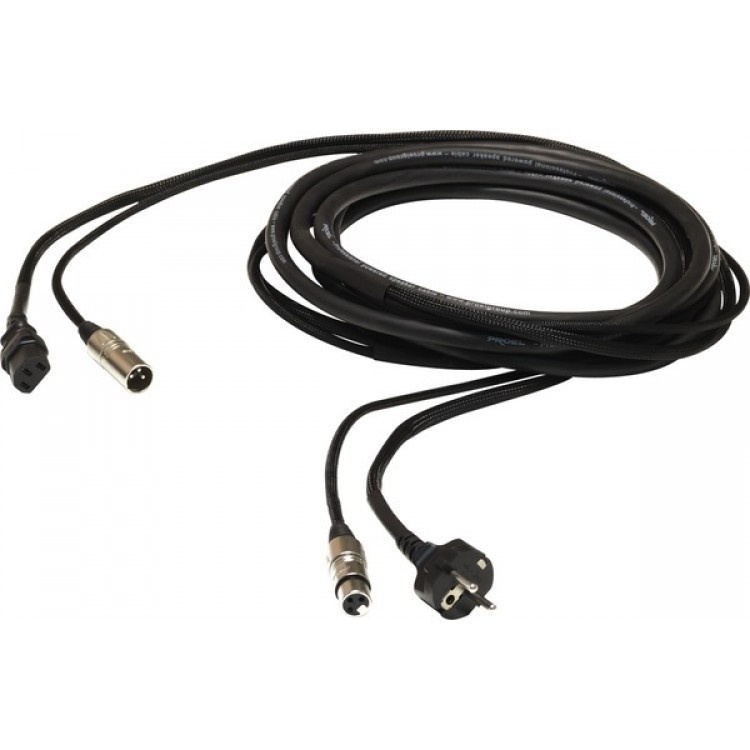 Proel 10A Mains Lead+Signal FIEC+MXLR to TAPON+FXLR (5m)