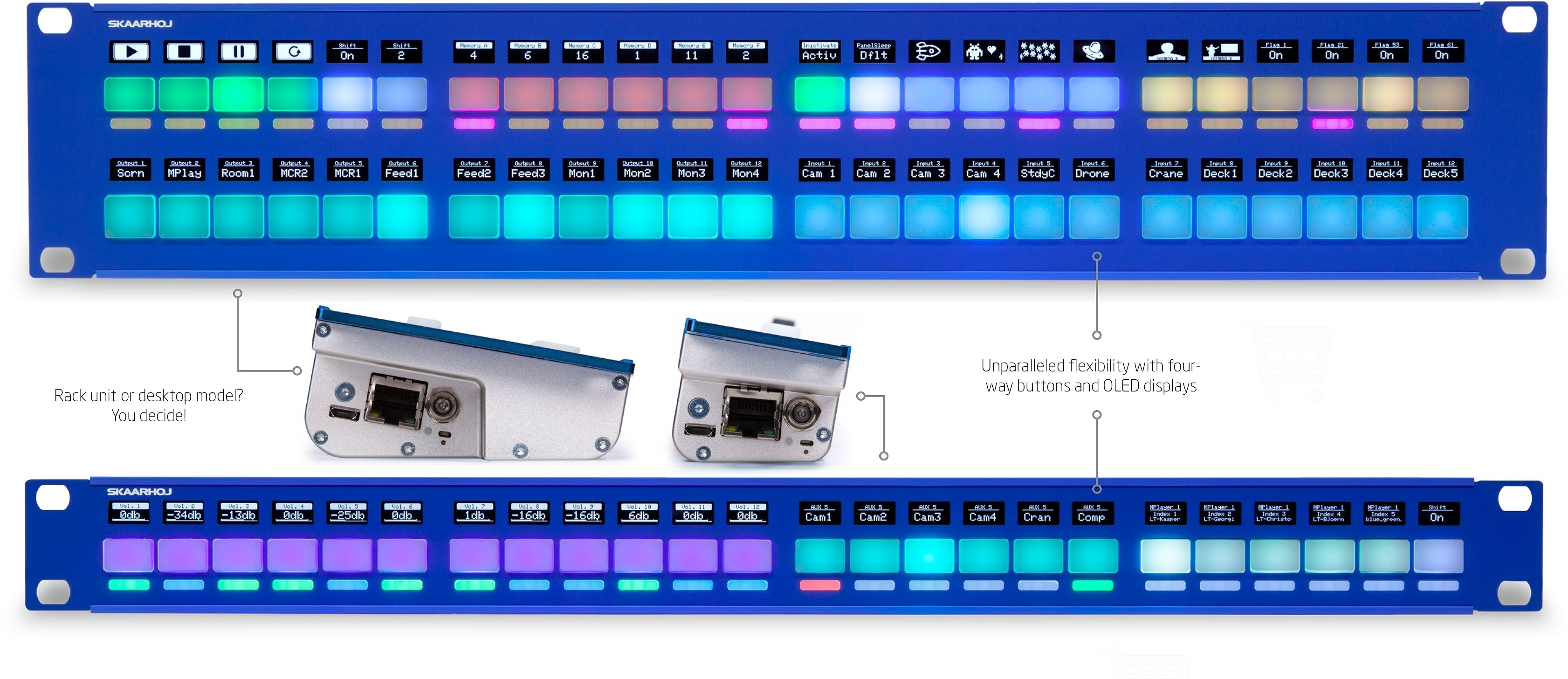 SKAARHOJ Rack Fly Trio with Blue Pill Inside