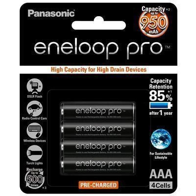 Panasonic Eneloop Pro AAA Rechargeable Ni-MH Batteries (950 mAh, 4 Pack)