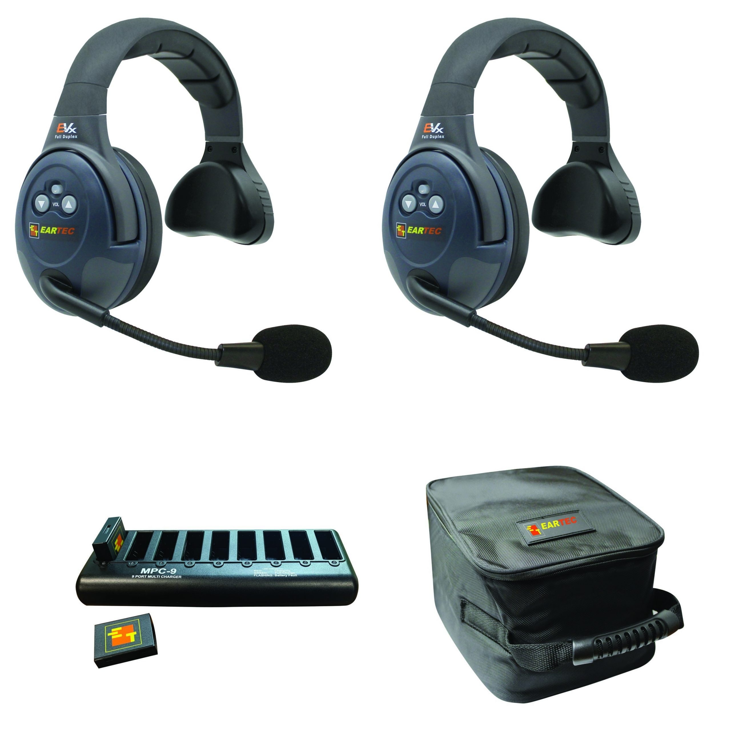 Eartec EVADE EVX2S Full Duplex Wireless Intercom System W/ 2 Single Speaker Headsets