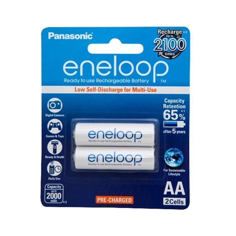 Panasonic Eneloop AA Rechargeable Ni-MH Batteries (2000 mAh, 2 Pack)