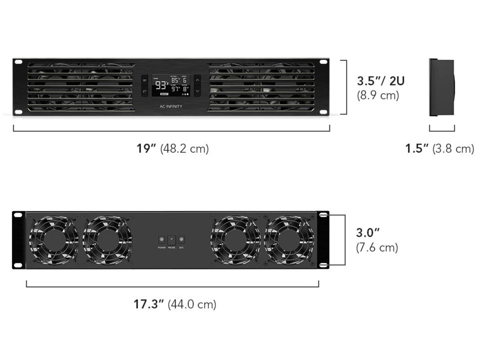 AC Infinity CLOUDPLATE T7 2U Rack Cooling System - Exhaust