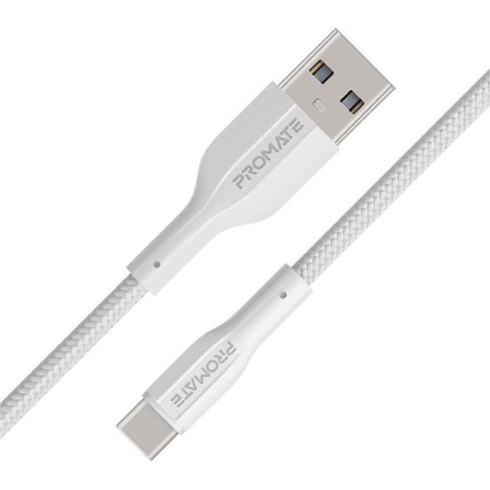 Promate USB-A to USB-C Super Flexible Cable (White, 1m)