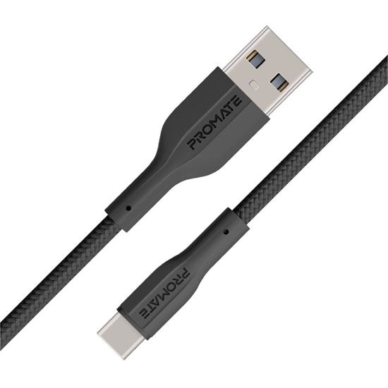 Promate USB-A to USB-C Super Flexible Cable (Black, 1m)