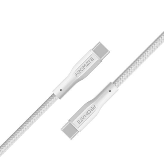 Promate USB-C to USB-C Super Flexible Cable (White, 1m)