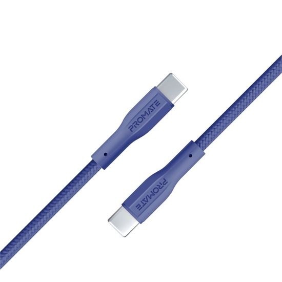 Promate USB-C to USB-C Super Flexible Cable (Blue, 1m)