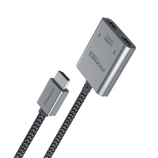 Promate 2-in-1 HDMI Splitter with 1m Cable & Dual HDMI Outputs