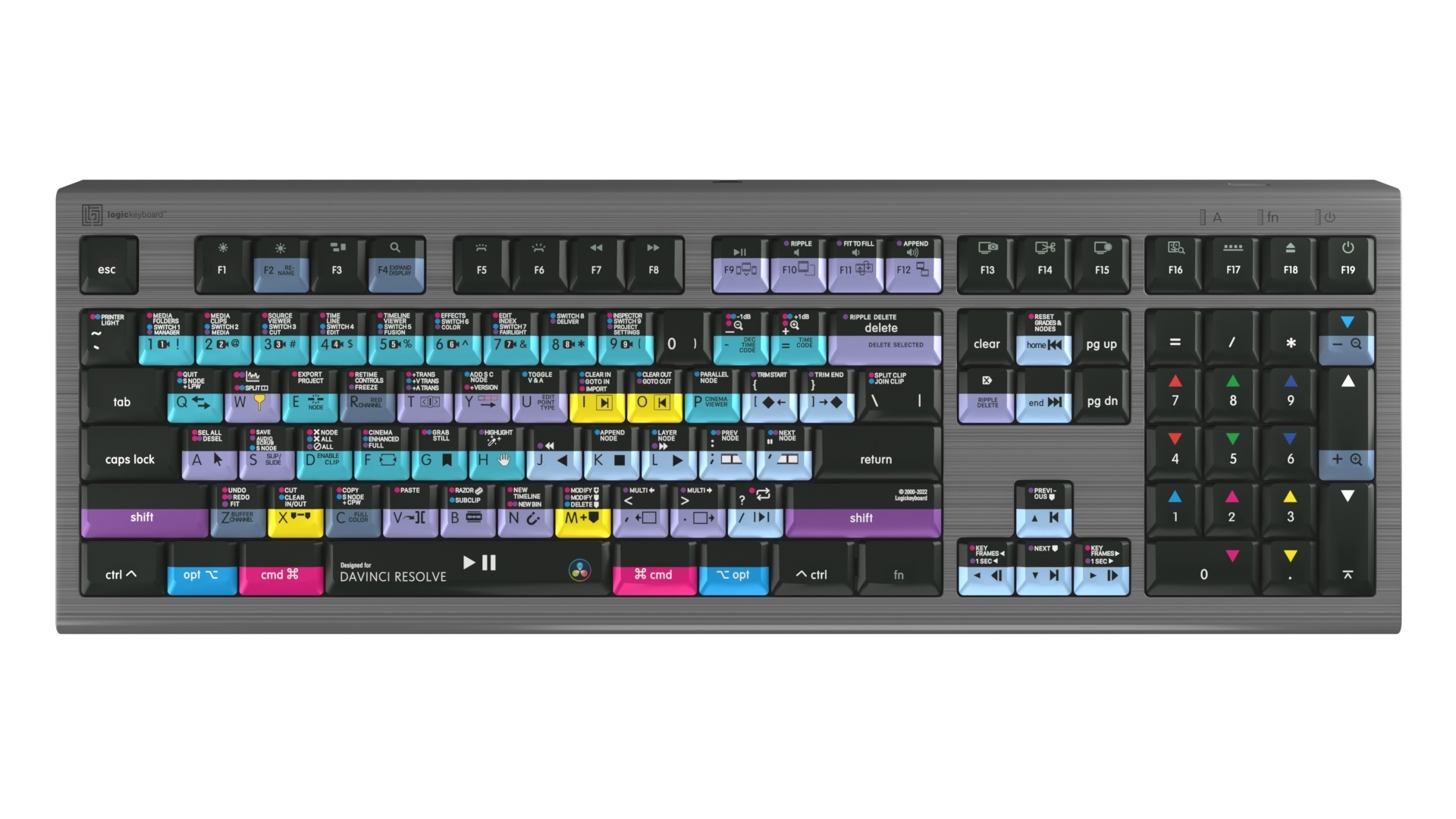 Logickeyboard ASTRA 2 Backlit Keyboard for DaVinci Resolve 18 and 19 (Mac, US English)