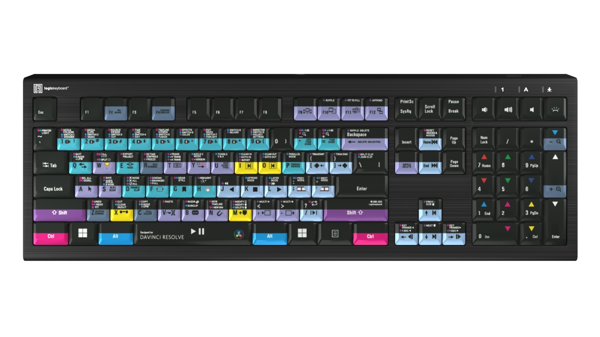Logickeyboard ASTRA 2 Backlit Keyboard for DaVinci Resolve 18 and 19 (Windows, US English)