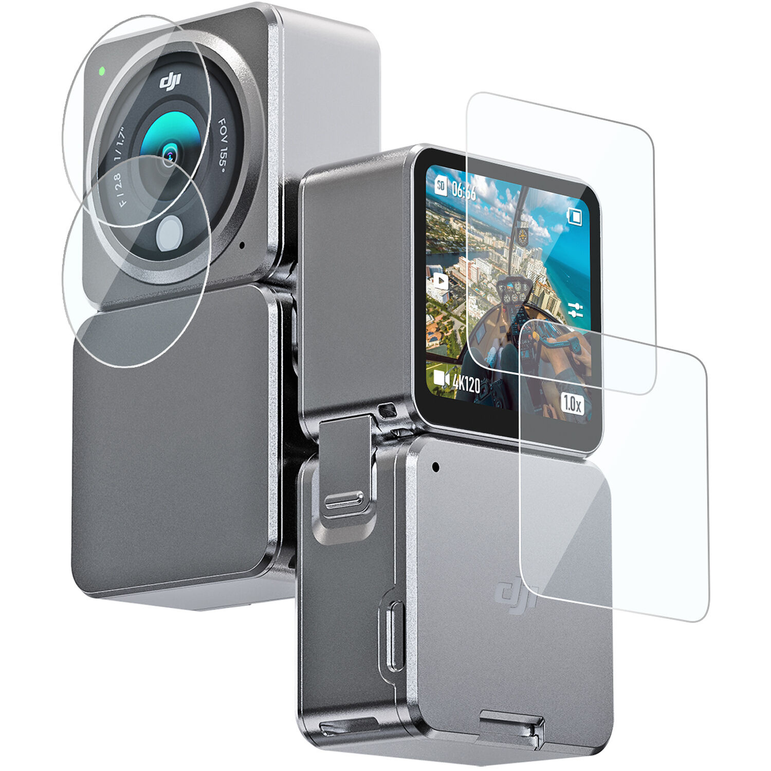 TELESIN Power Combo Protector Set for DJI Action 2 (2 x Lens Films, 2 x Screen Films)