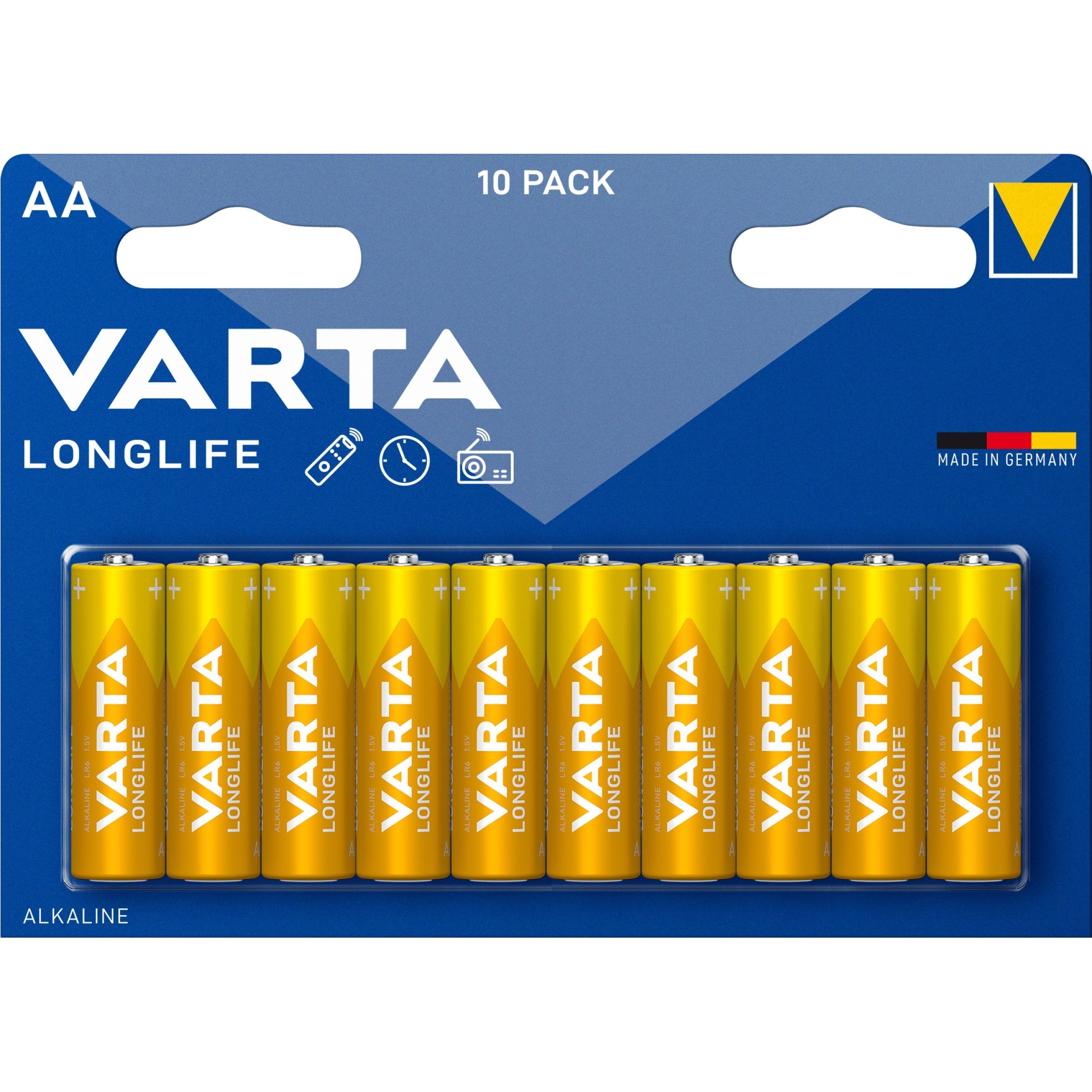 Varta Alkaline Longlife AA Batteries (10 Pack)