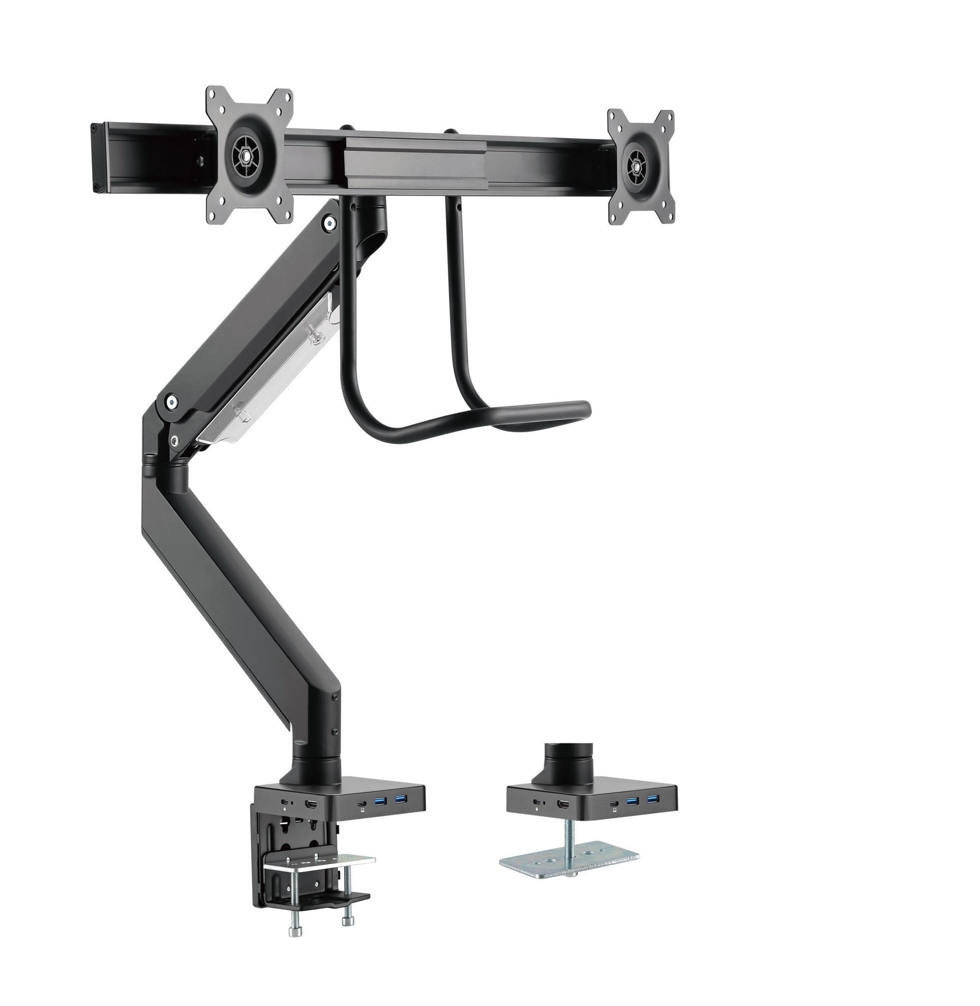 Brateck 17"-32" Dual Monitor Gas Spring Arm With Built-In Docking