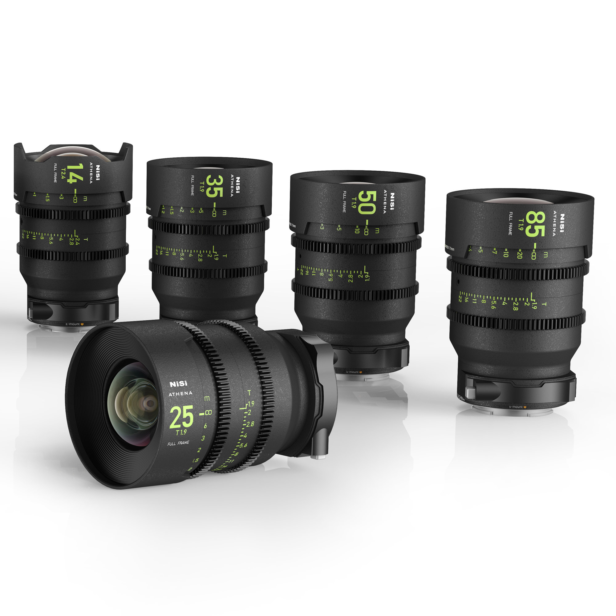 NiSi ATHENA PRIME T2.4/1.9 Full-Frame 5-Lens Kit (E Mount, With Drop-In Filters)