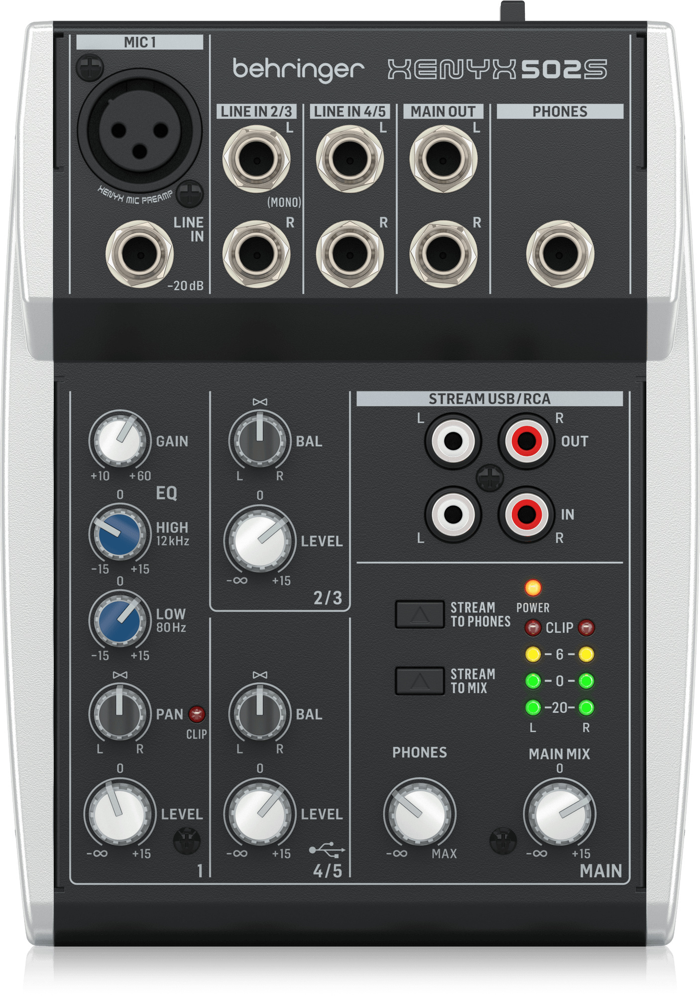 Behringer XENYX 502S 5-Input Mixer with USB Streaming Interface