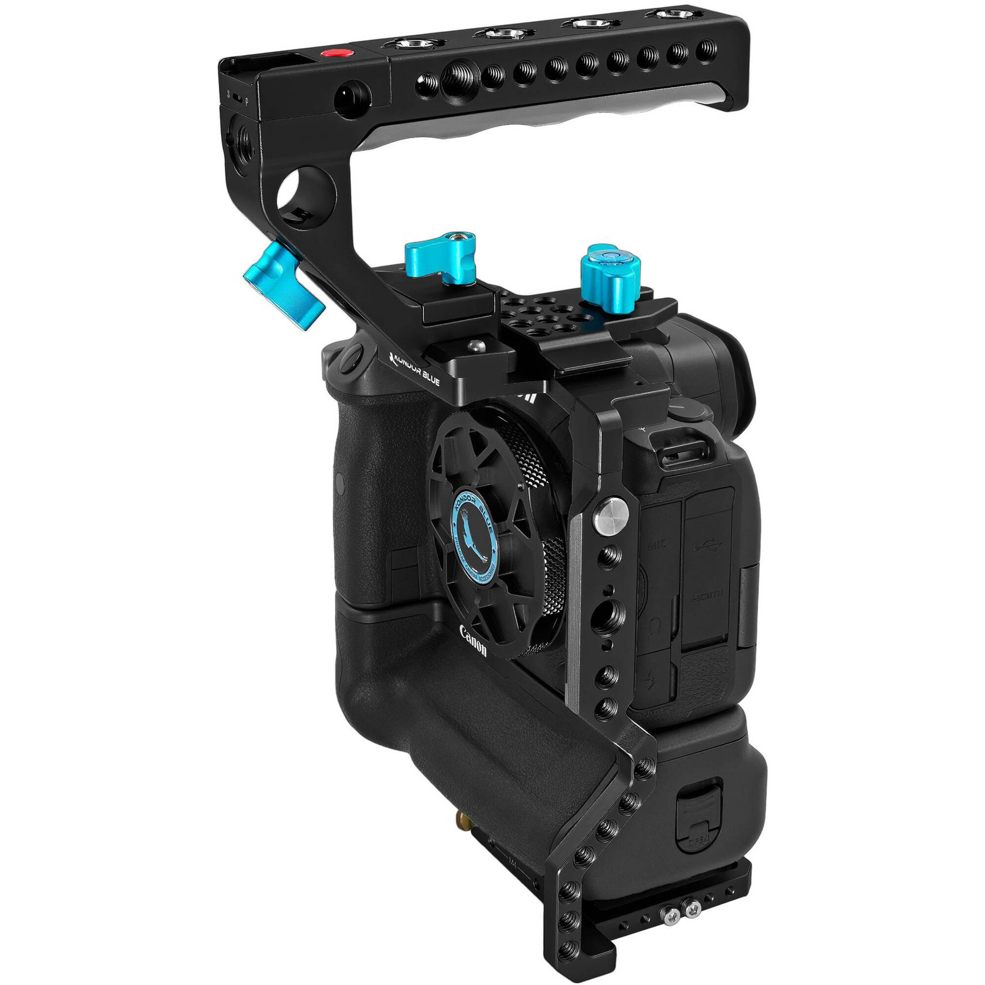 Kondor Blue Full Cage with Top Handle for Canon R5/R6/R with Battery Grip (Raven Black)