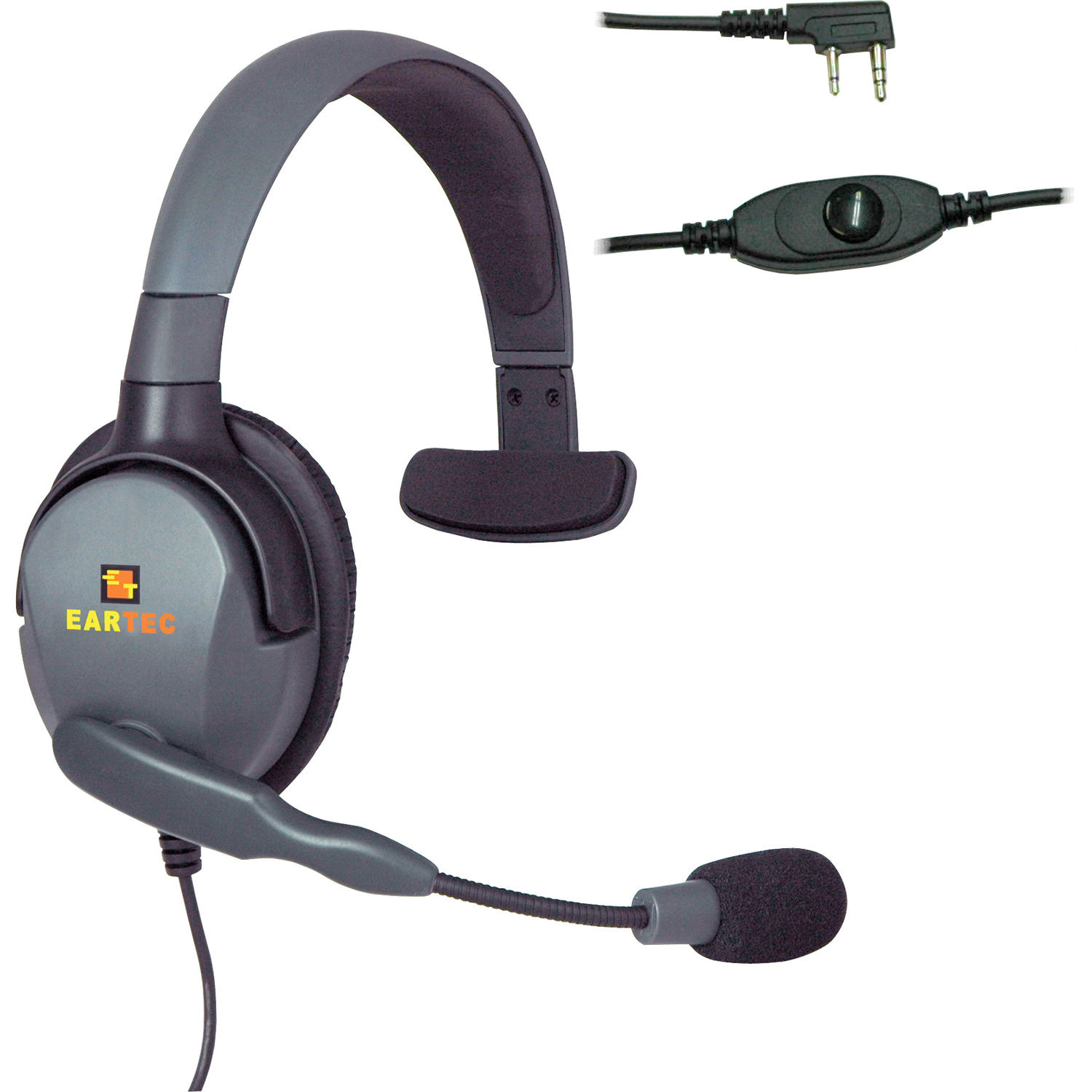 Eartec Headset with Max 4G Single Connector & Inline PTT for Kenwood 2-Pin Radios