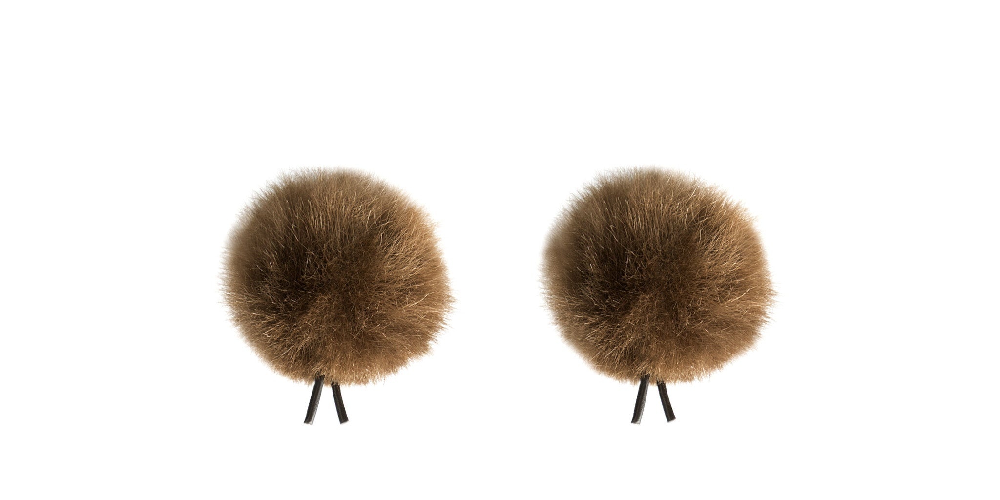 Bubblebee Industries Twin Windbubbles Imitation-Fur Windscreen Set for Lav Mics 3 to 4mm (Brown)