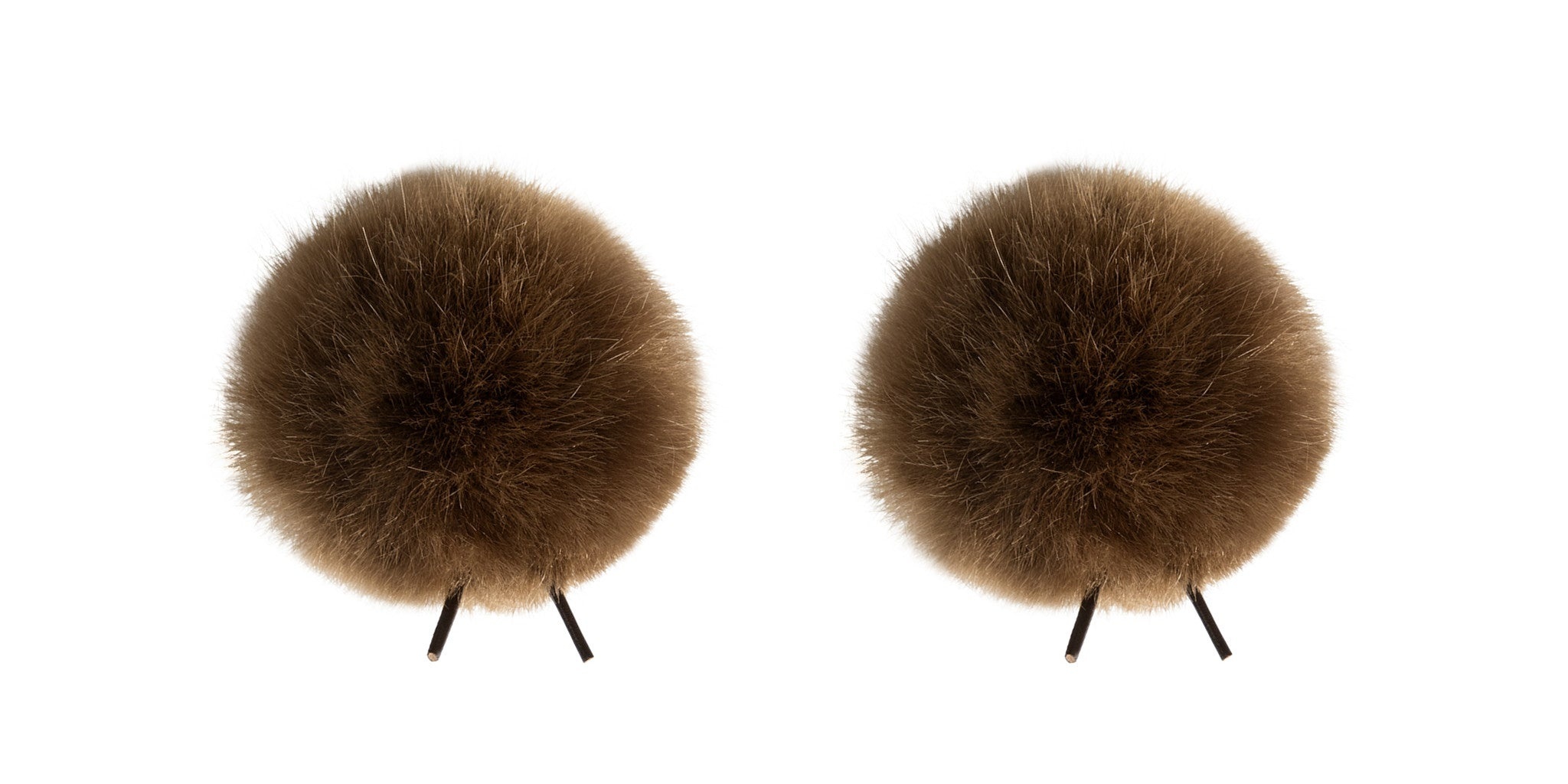 Bubblebee Industries Twin Windbubbles Imitation-Fur Windscreen Set for Lav Mics 5 to 9mm (Brown)