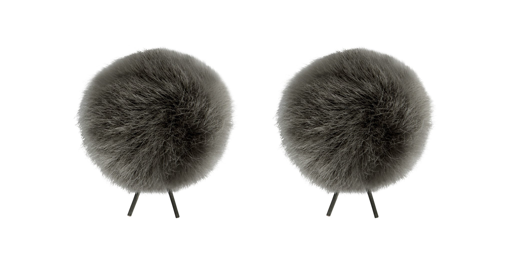 Bubblebee Industries Twin Windbubbles Imitation-Fur Windscreen Set for Lav Mics 5 to 9mm (Grey)