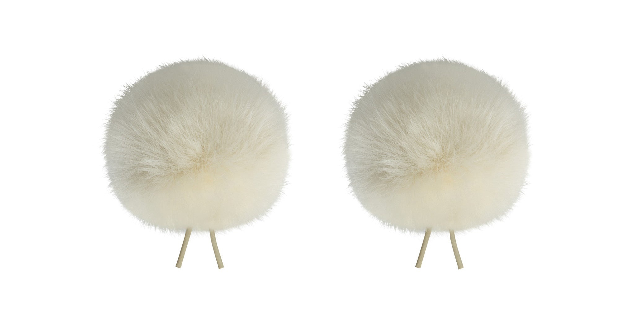 Bubblebee Industries Twin Windbubbles Imitation-Fur Windscreen Set for Lav Mics 5 to 9mm (Off-White)